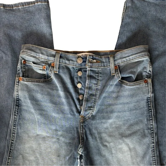 Re/Done Light Blue faded 90 loose fitted Straight Leg redone lux Jeans NEW Sz 27 - Picture 3 of 14